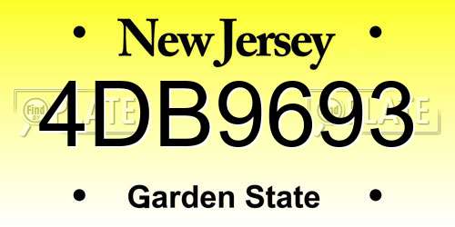4DB9693 New Jersey License Plate