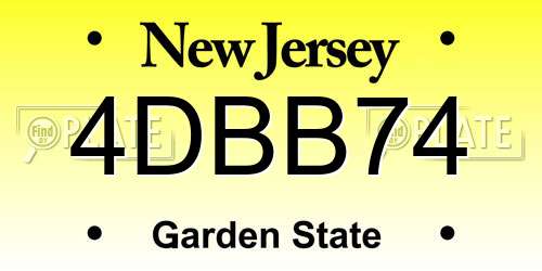 4DBB74 New Jersey License Plate