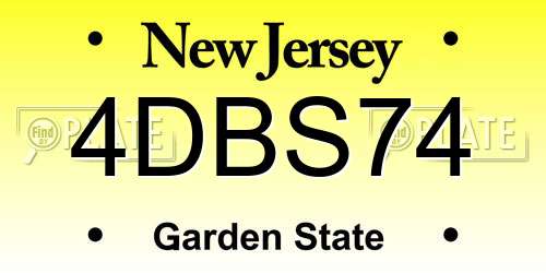 4DBS74 New Jersey License Plate