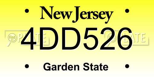 4DD526 New Jersey License Plate