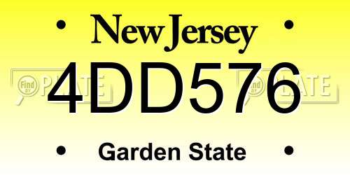 4DD576 New Jersey License Plate