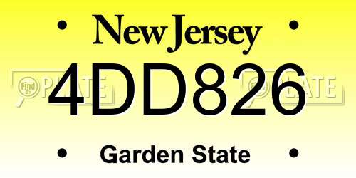 4DD826 New Jersey License Plate