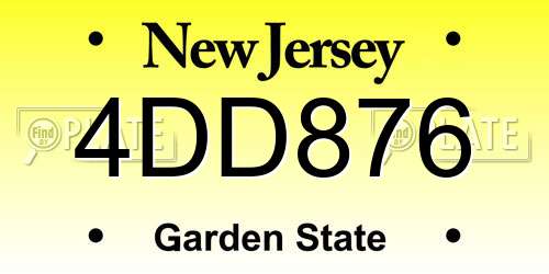 4DD876 New Jersey License Plate