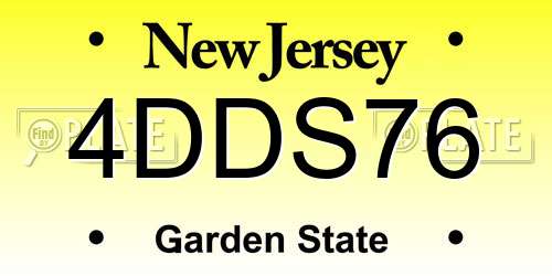 4DDS76 New Jersey License Plate