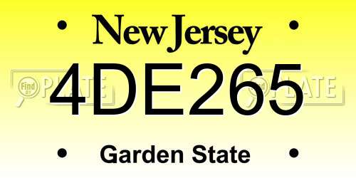 4DE265 New Jersey License Plate
