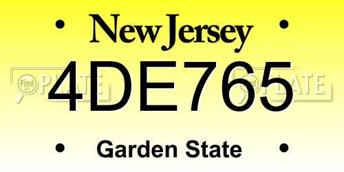 4DE765 New Jersey License Plate