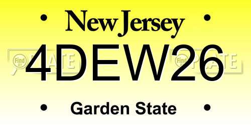 4DEW26 New Jersey License Plate