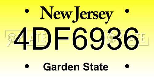 4DF6936 New Jersey License Plate