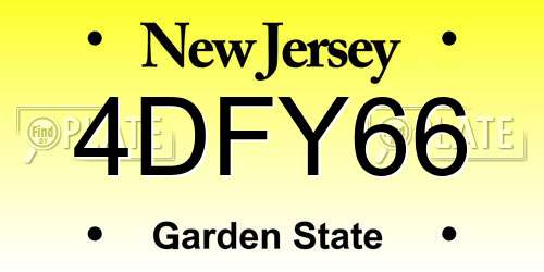 4DFY66 New Jersey License Plate