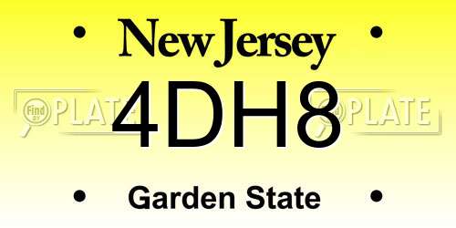 4DH8 New Jersey License Plate