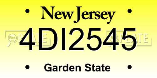 4DI2545 New Jersey License Plate