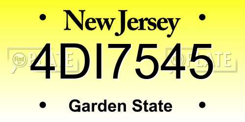 4DI7545 New Jersey License Plate
