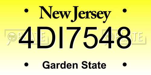 4DI7548 New Jersey License Plate