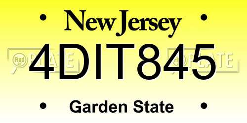 4DIT845 New Jersey License Plate