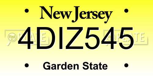 4DIZ545 New Jersey License Plate