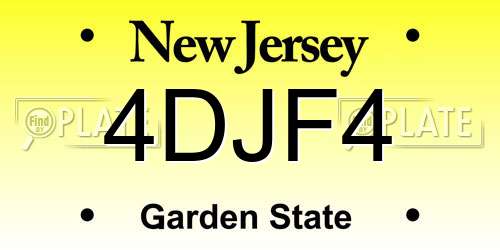 4DJF4 New Jersey License Plate