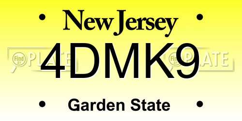 4DMK9 New Jersey License Plate