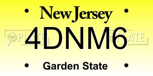 4DNM6 New Jersey License Plate