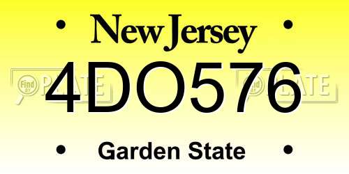 4DO576 New Jersey License Plate