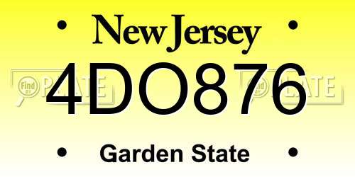 4DO876 New Jersey License Plate