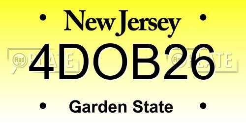 4DOB26 New Jersey License Plate