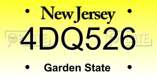 4DQ526 New Jersey License Plate