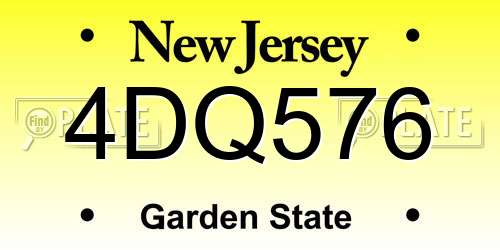4DQ576 New Jersey License Plate