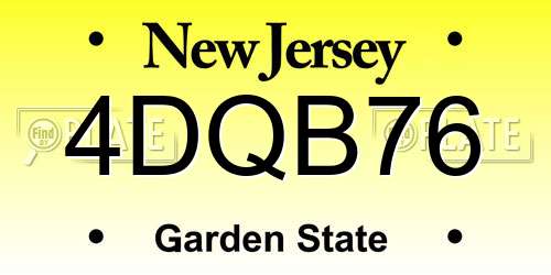 4DQB76 New Jersey License Plate