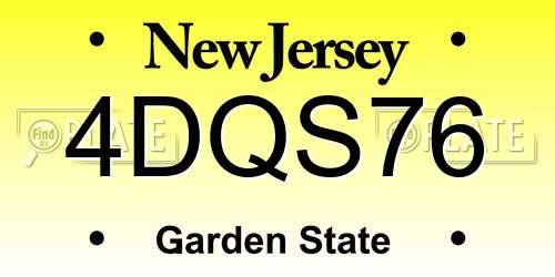 4DQS76 New Jersey License Plate