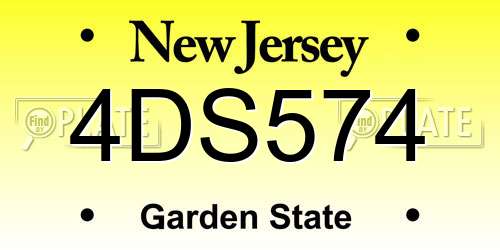 4DS574 New Jersey License Plate