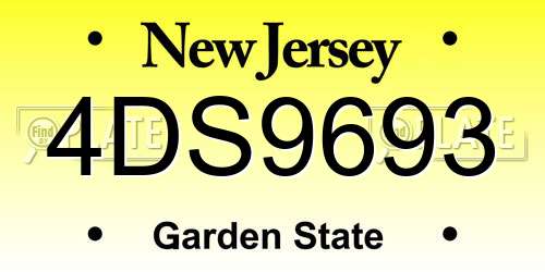 4DS9693 New Jersey License Plate