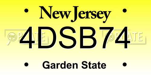 4DSB74 New Jersey License Plate
