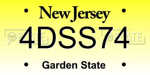 4DSS74 New Jersey License Plate