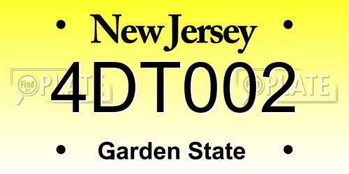 4DT002 New Jersey License Plate