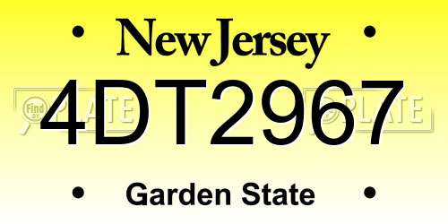 4DT2967 New Jersey License Plate