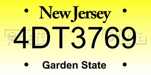 4DT3769 New Jersey License Plate