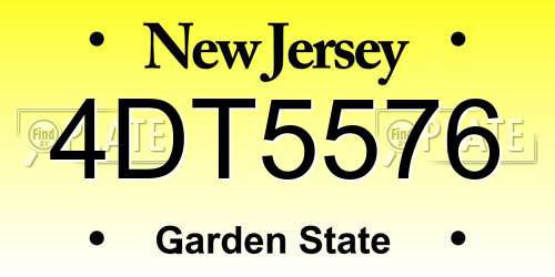 4DT5576 New Jersey License Plate