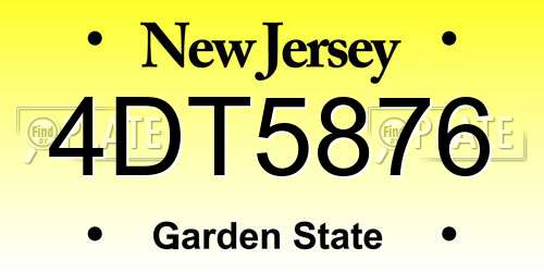 4DT5876 New Jersey License Plate