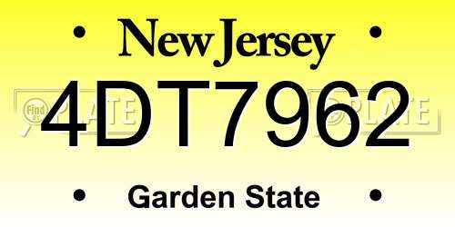 4DT7962 New Jersey License Plate
