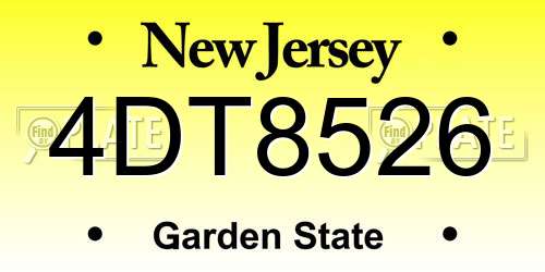 4DT8526 New Jersey License Plate