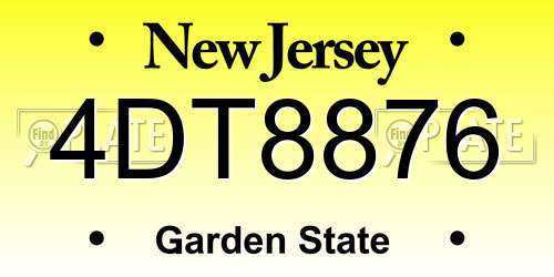 4DT8876 New Jersey License Plate