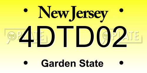 4DTD02 New Jersey License Plate