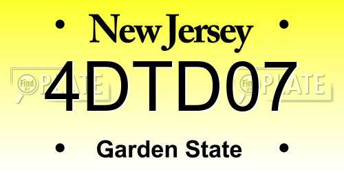 4DTD07 New Jersey License Plate