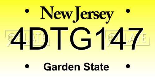 4DTG147 New Jersey License Plate