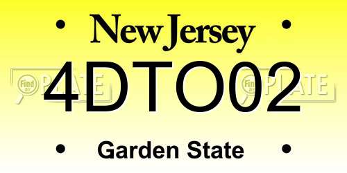 4DTO02 New Jersey License Plate