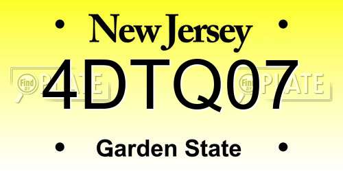 4DTQ07 New Jersey License Plate