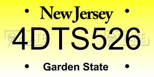 4DTS526 New Jersey License Plate