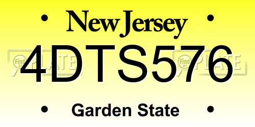 4DTS576 New Jersey License Plate