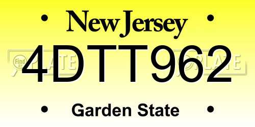 4DTT962 New Jersey License Plate