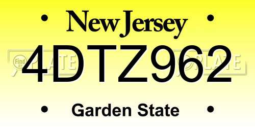 4DTZ962 New Jersey License Plate